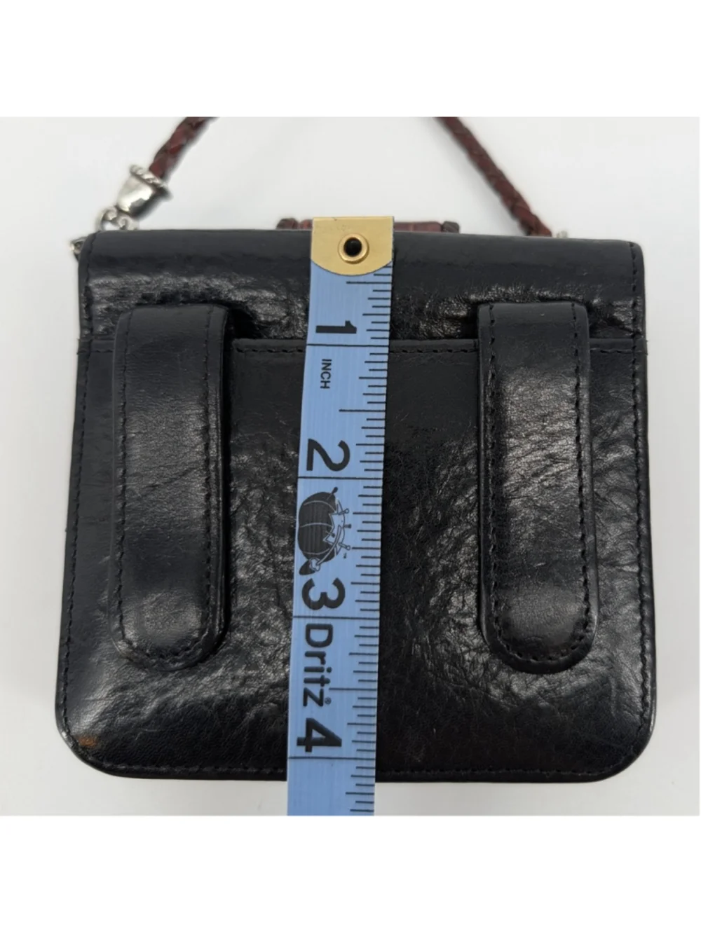 Vintage Brighton Mini Leather Crossbody Wallet Organizer Mirror Croc 26